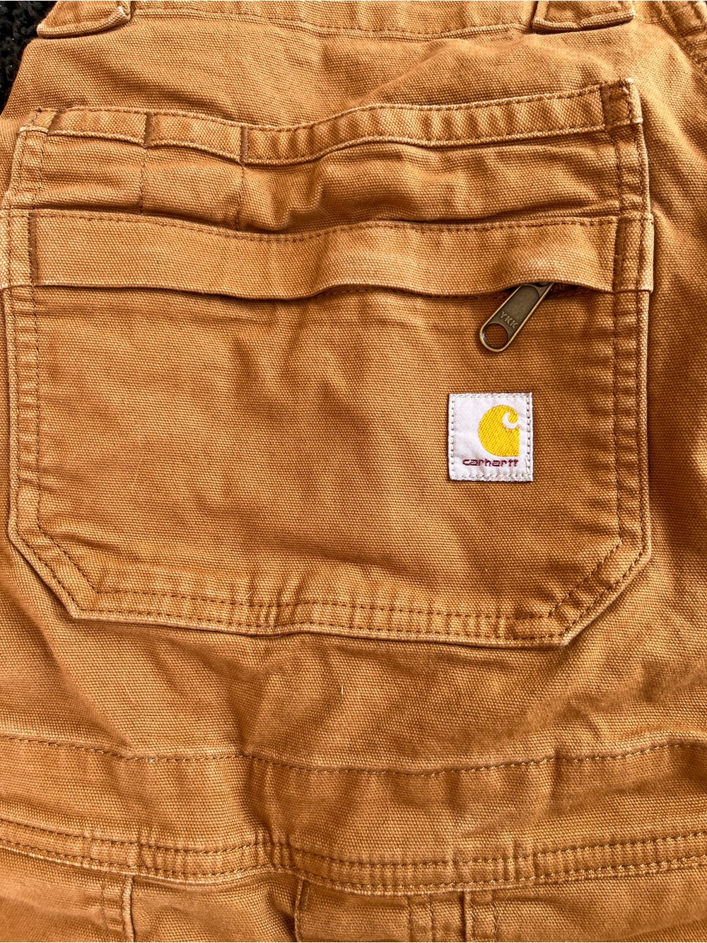 Carhartt Relaxed Fit Bib Short Overalls Brown Women’s Small (4–6) Worn Once - Picture 3 of 4